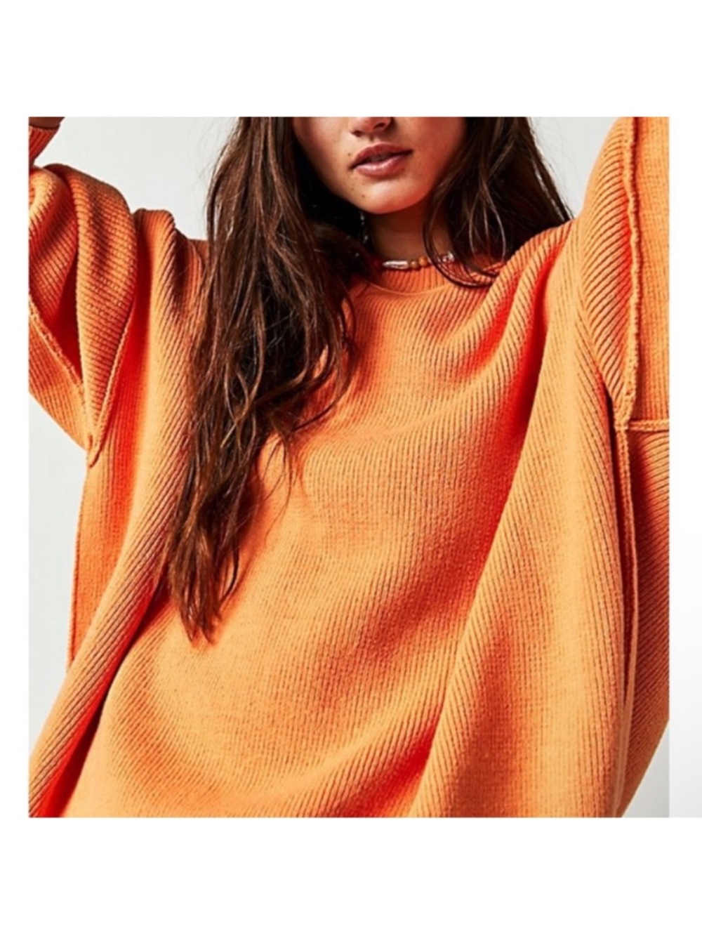 Free People Easy Street Orange Sweater